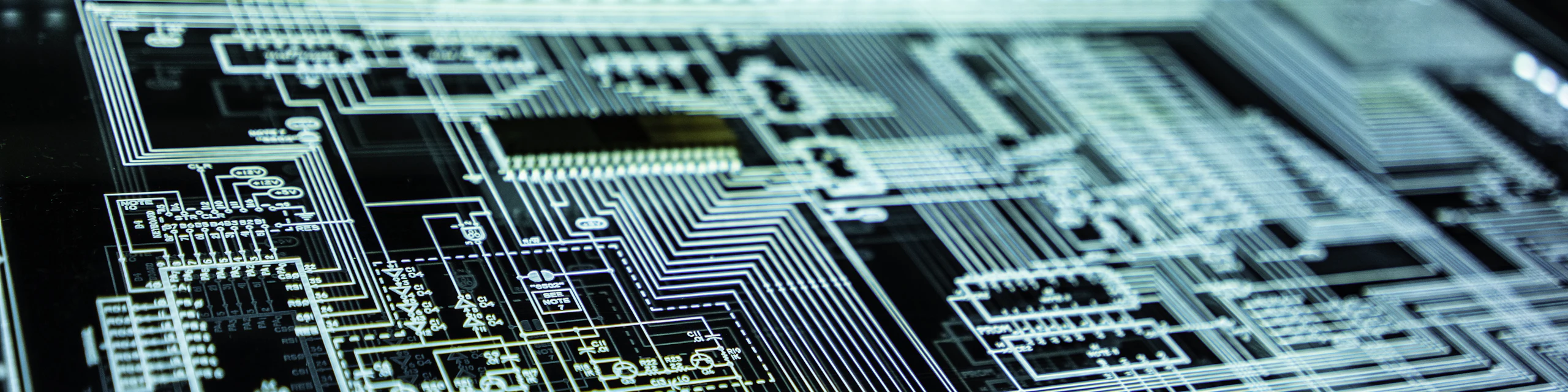 Illuminated circuit board representing protected digital infrastructure